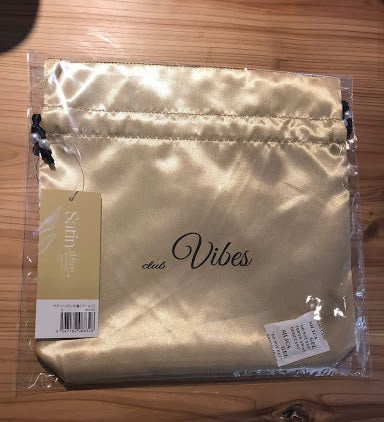 サテンリボン巾着（ゴールド） - ノベルティ本舗