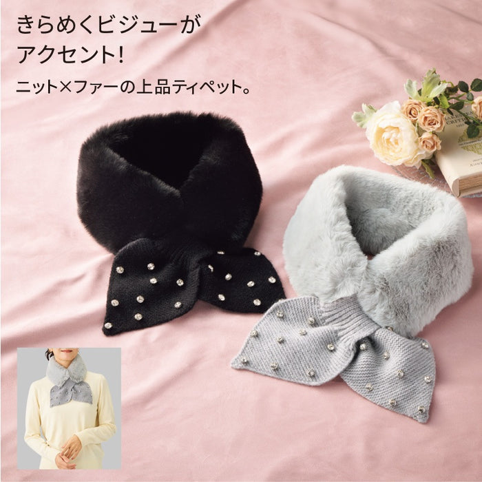 ビジュー付ニット＆ファーティペット