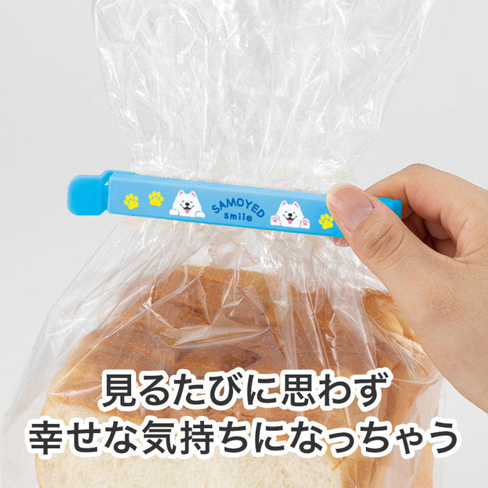 笑顔があふれますように サモエドさんマグネット付きフードクリップ(2個組)