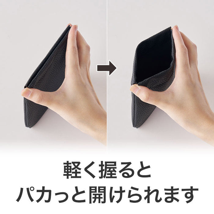 カラモ レザー調バネ式ミニポーチ ブラック