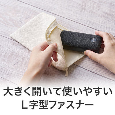 カラモ レザー調L字ファスナーポーチ ホワイト