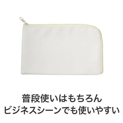 カラモ レザー調L字ファスナーポーチ ホワイト