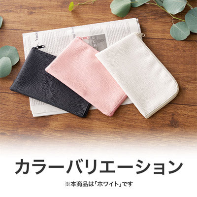 カラモ レザー調L字ファスナーポーチ ホワイト