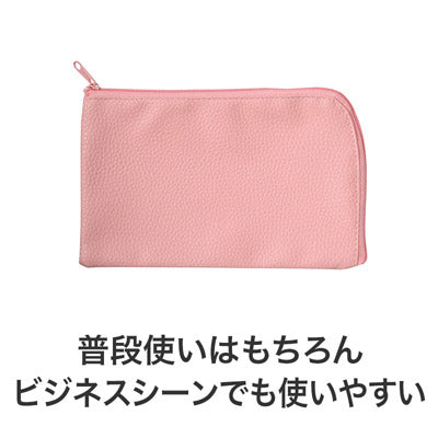 カラモ レザー調L字ファスナーポーチ ピンク