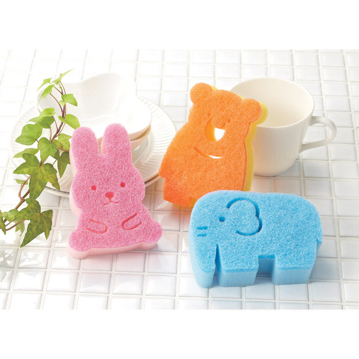 アニマルキッチンスポンジ（ウサギ･クマ･ゾウ）