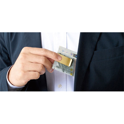 金色のマネークリップ＆ポケットルーペセット