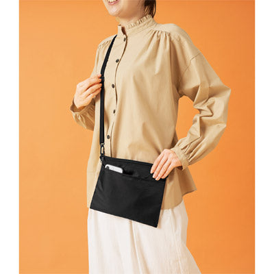 デイタフ・テントクロスポケット付きサコッシュ（撥水加工）（ブラック）