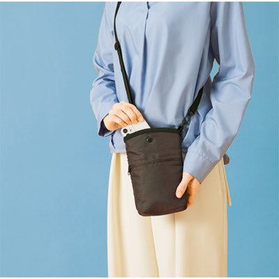 デイタフ・テントクロスポケット付きスマホショルダー（撥水加工）（ダークブラウン）