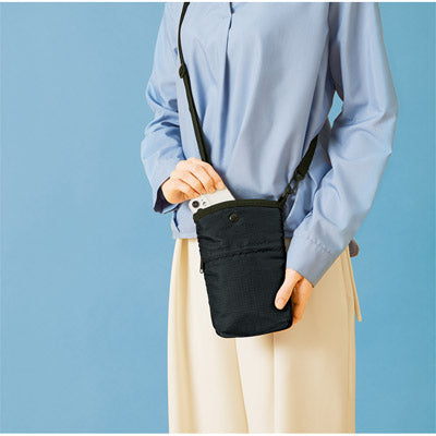 デイタフ・テントクロスポケット付きスマホショルダー（撥水加工）（ブラック）