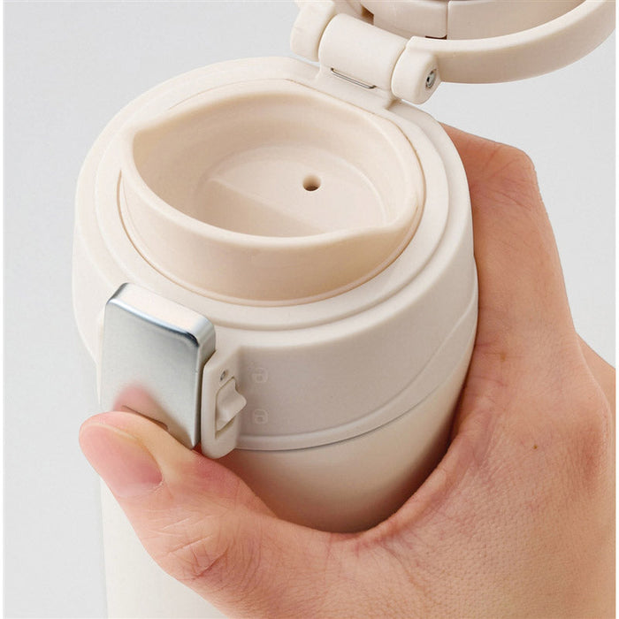 ワンプッシュ真空ステンレスボトル４５０ｍｌ（オフホワイト）