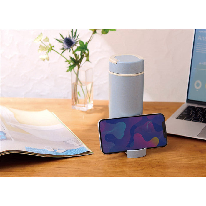 スマホスタンド付きバンブーボトル４００ｍｌ（ブルー）