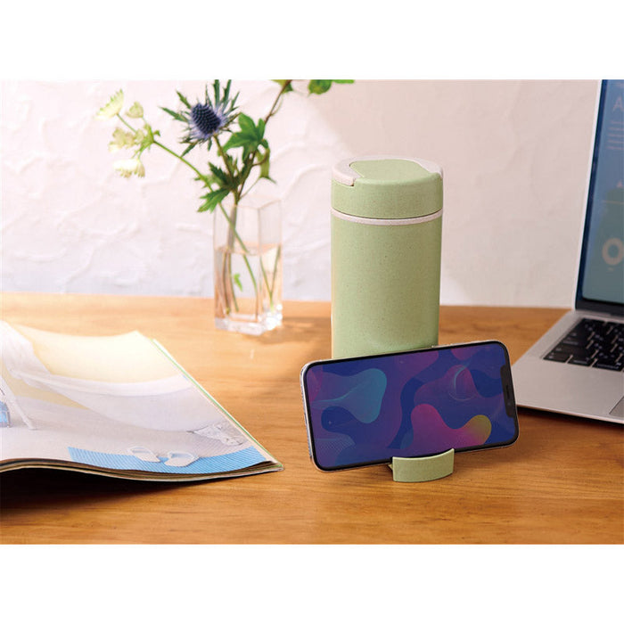 スマホスタンド付きバンブーボトル４００ｍｌ（グリーン）