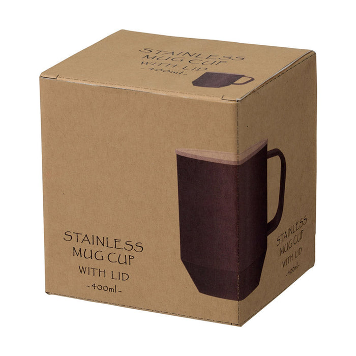 蓋付き真空ステンレスマグカップ４００ｍｌ（グレー）