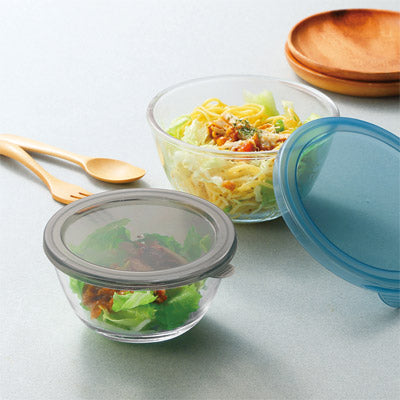 ガラス製 蓋付き 小物入れ ボウル ベシカ・蓋付き耐熱ガラスボウル2サイズセット — 販促品ならノベルティ本舗