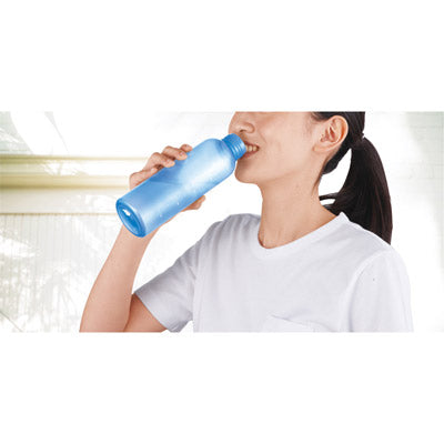 メモリ付きフロスティボトル550ml（ストラップ付き）（ブルー）