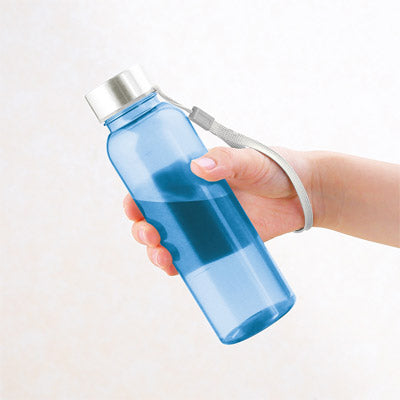 メモリ付きフロスティボトル350ml（ストラップ付き）（ブルー）