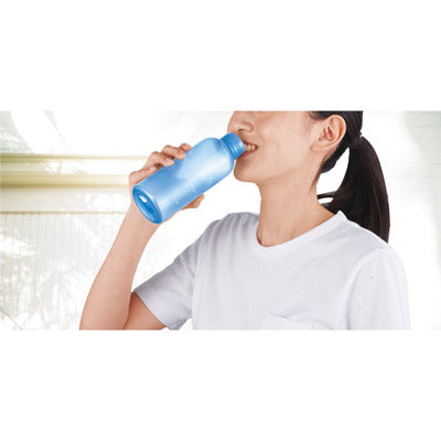 メモリ付きフロスティボトル350ml（ストラップ付き）（ブルー）