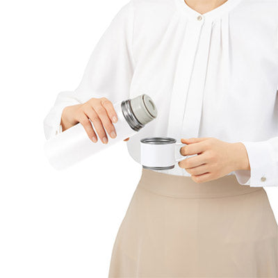 マグカップ付きプッシュ開閉式真空ステンレスボトル（ホワイト）