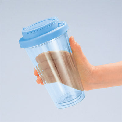 フラップ付き二重構造クリアタンブラー（ブルー）