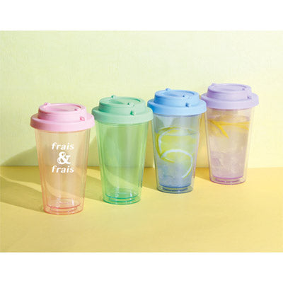 フラップ付き二重構造クリアタンブラー（グリーン）