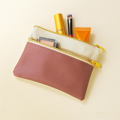 バイカラーズ・ダブルファスナーポーチ（ダスティピンク）