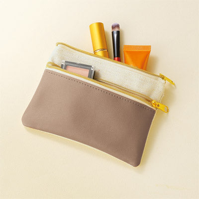 バイカラーズ・ダブルファスナーポーチ（モカベージュ）