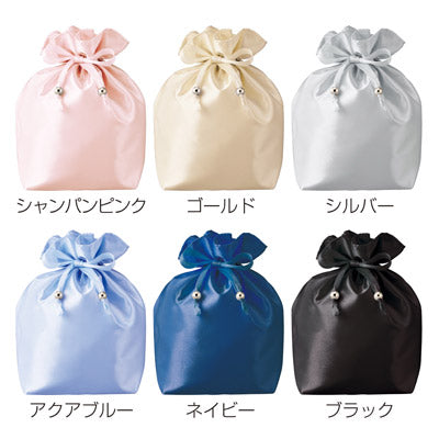 サテンキューブ巾着（ネイビー）