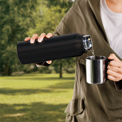 トゥーリフラスク・真空二重ステンレスボトル1L（ハンドル付き）（ブラック）