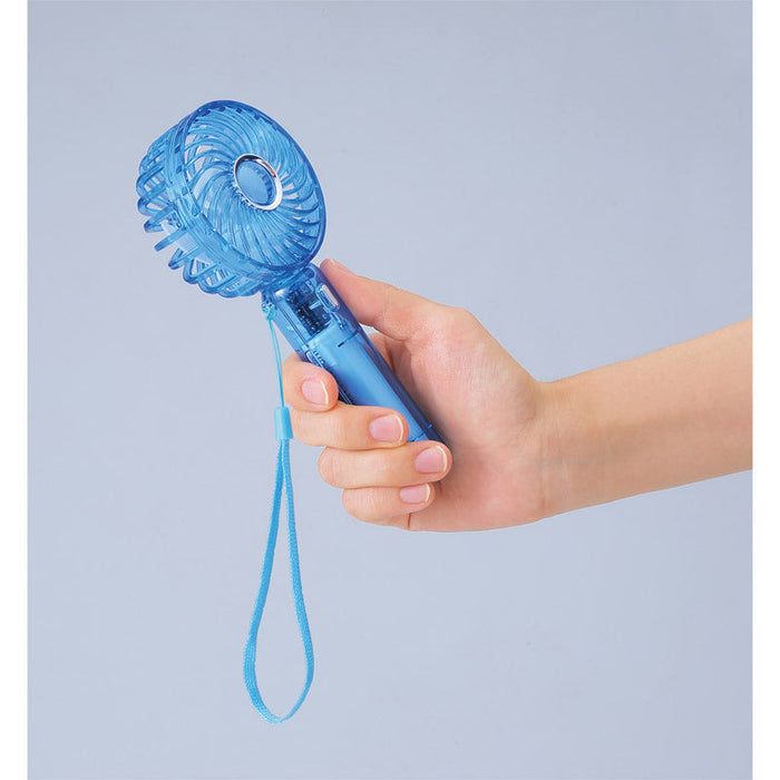 クリアハンディファン（ストラップ付き）（クリアブルー）