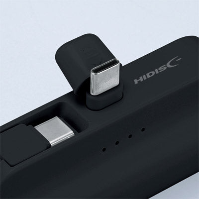 直挿タイプ 5000mAh モバイルバッテリー（ブラック）