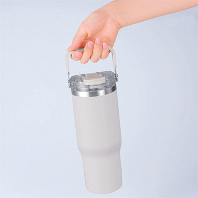 アンサンブル ハンドル付き真空二重2WAYタンブラー（ストロー付き）（グレー）