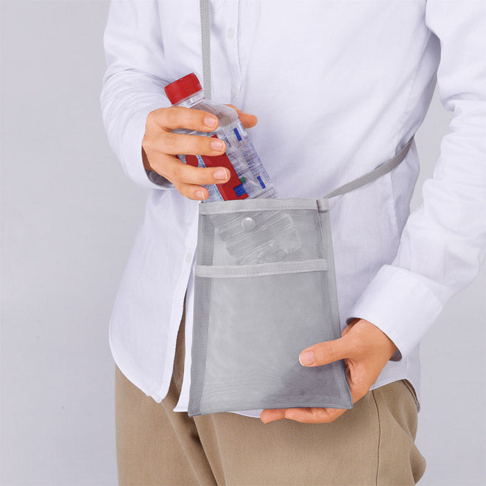 プラシャープ・フロントポケット付きメッシュサコッシュ（グレー）