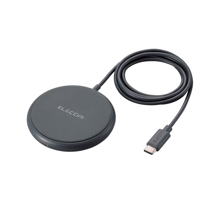 エレコム・ケーブル一体型ワイヤレス充電器W-QA25（ダークグレー）