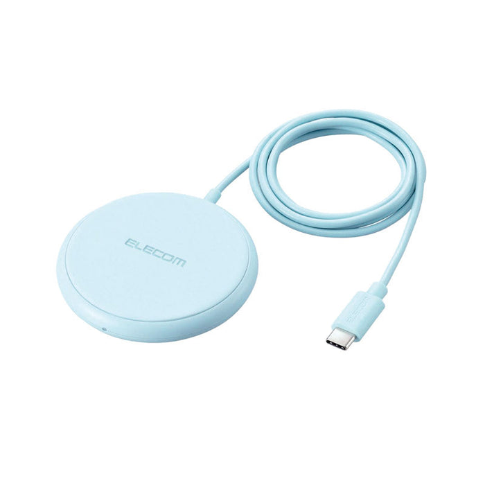 エレコム・ケーブル一体型ワイヤレス充電器W-QA25（ブルー）