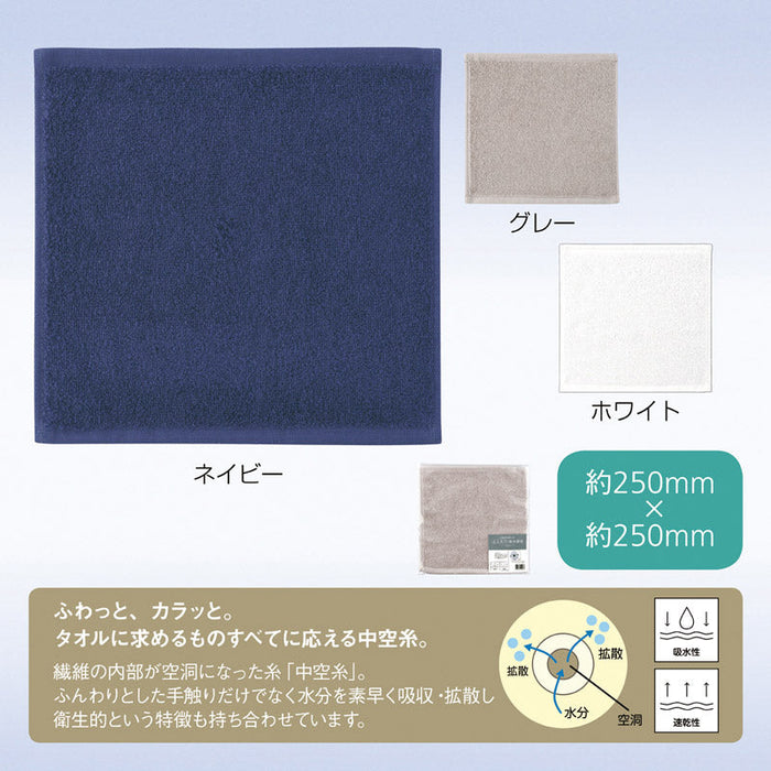 中空糸を使ったふんわり吸水速乾ハンカチタオル（グレー）