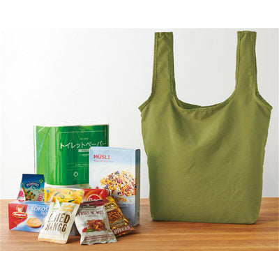 スエード風　ラージエコバッグ（オリーブ）