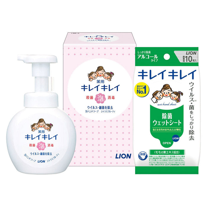 ※【ＬＩＯＮ１０カートン】キレイキレイ泡ハンドソープ＆除菌ウェットシートセット