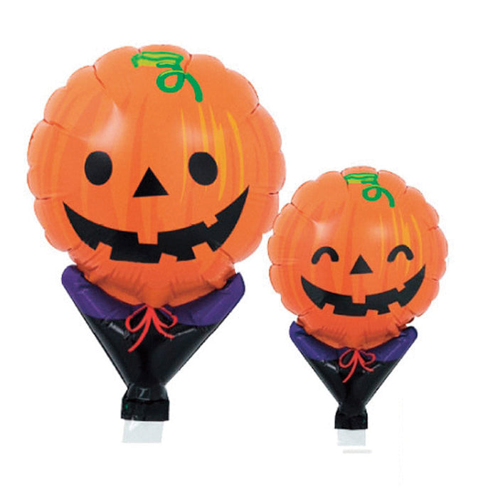 ハロウィン手持ちバルーン１本（スマイリーパンプキン）