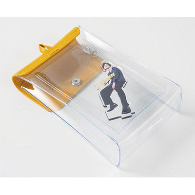 カラーフラップクリアポーチ(縦型)(ブルー)