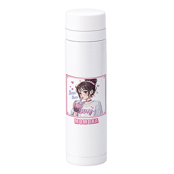 フルカラー印刷対応ストッパー付き真空ステンレスボトル(340ml)(白)