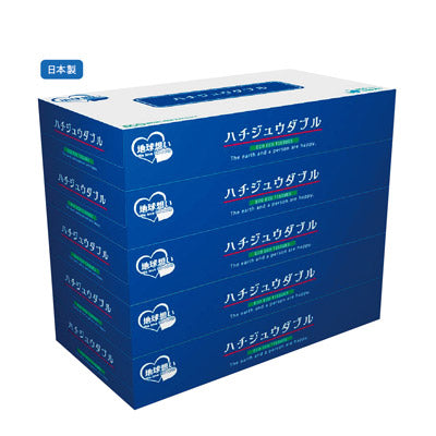 ハチジュウダブルＢＯＸティッシュ８０Ｗ５個組