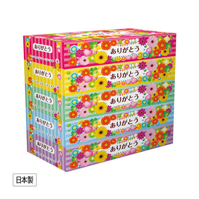 ありがとうＢＯＸティッシュ１５０Ｗ５個組