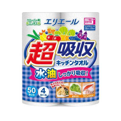 ｴﾘｴｰﾙ 超吸収ｷｯﾁﾝﾀｵﾙ4ﾛｰﾙ(50ｶｯﾄ)