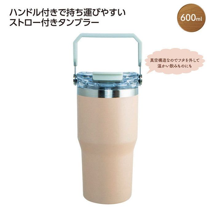 ｽﾄﾛｰ付2WAYﾀﾝﾌﾞﾗｰ600ml　ﾋﾟﾝｸ