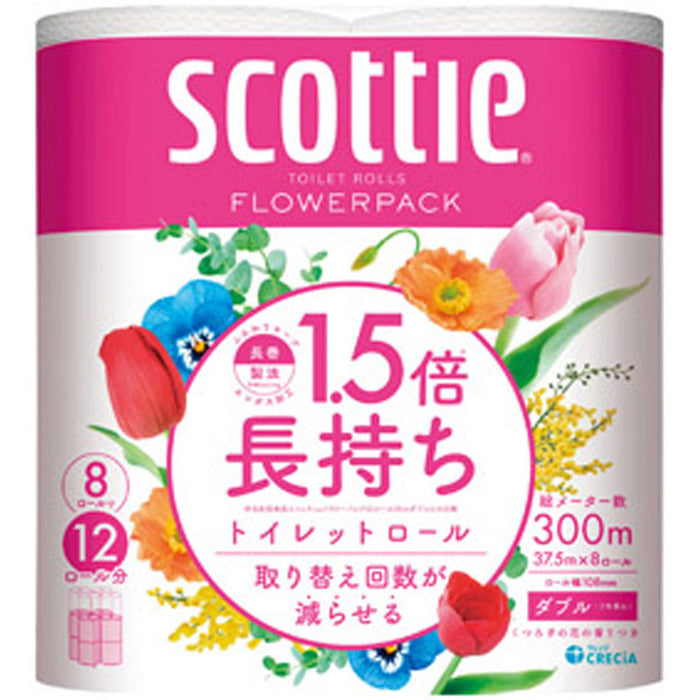 ｽｺｯﾃｨ ﾌﾗﾜｰﾊﾟｯｸ1.5倍長持ち8ﾛｰﾙ(ﾀﾞﾌﾞﾙ)