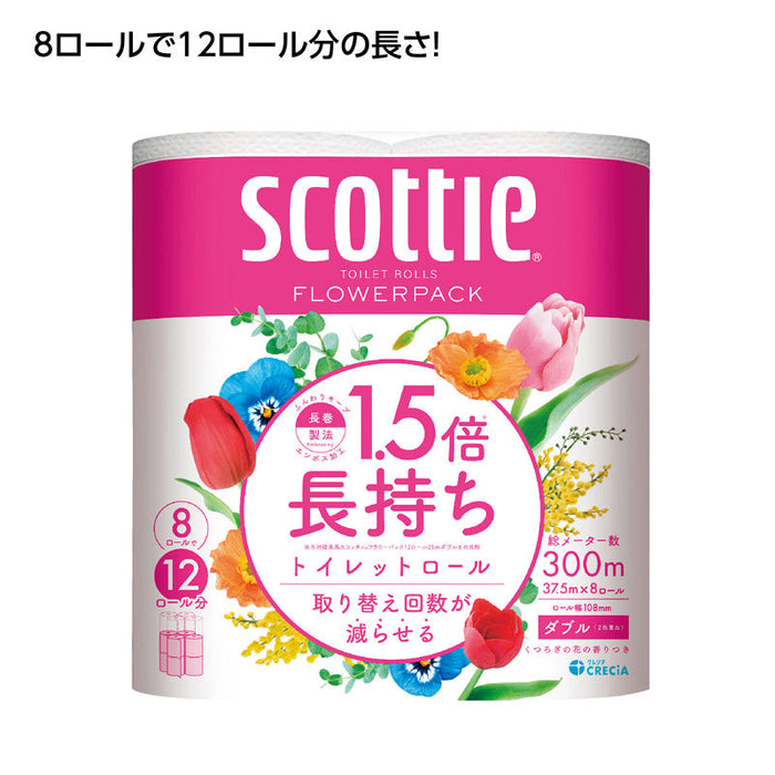 ｽｺｯﾃｨ ﾌﾗﾜｰﾊﾟｯｸ1.5倍長持ち8ﾛｰﾙ(ﾀﾞﾌﾞﾙ)