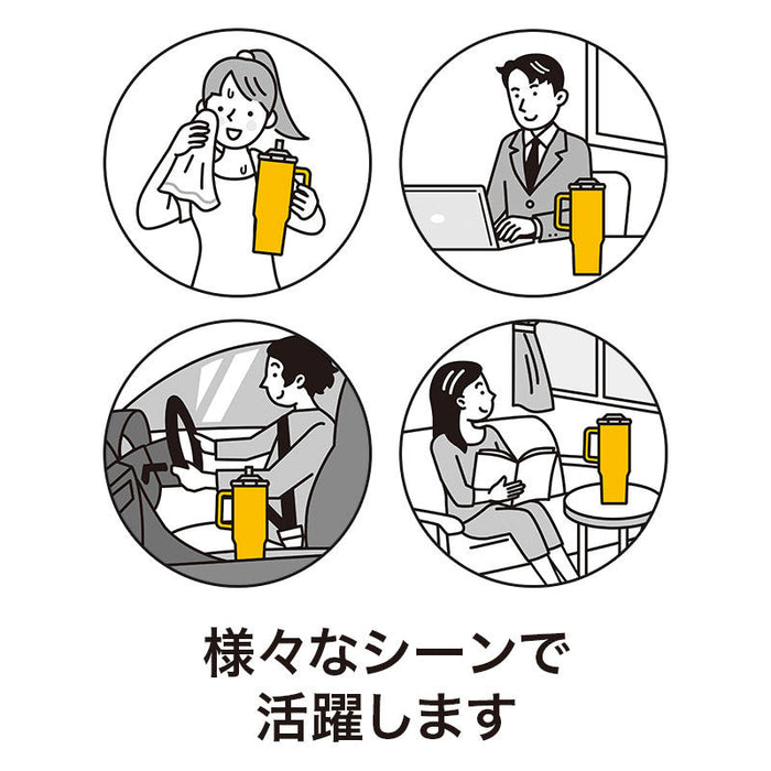 カラモ ハンドル付き真空ステンレスビッグタンブラー 1.2L ホワイト