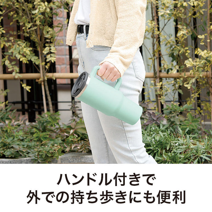 カラモ ハンドル付き真空ステンレスビッグタンブラー 1.2L ミントグリーン