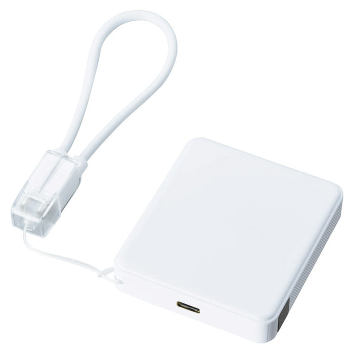 PD急速充電コードストラップ付モバイルチャージャー5000（全面印刷対応）　ホワイト