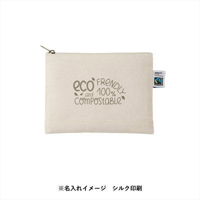フェアトレードコットンキャンバスフラットポーチ（S）　ナチュラル